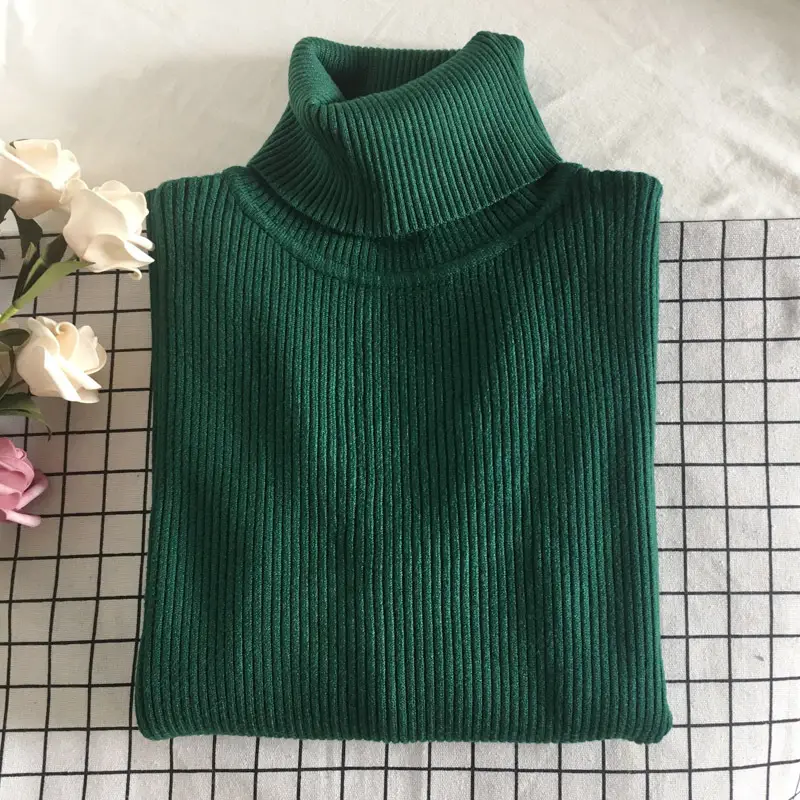 Black Thickened Korean Style Turtleneck Sweater with Red Bag - Image 23