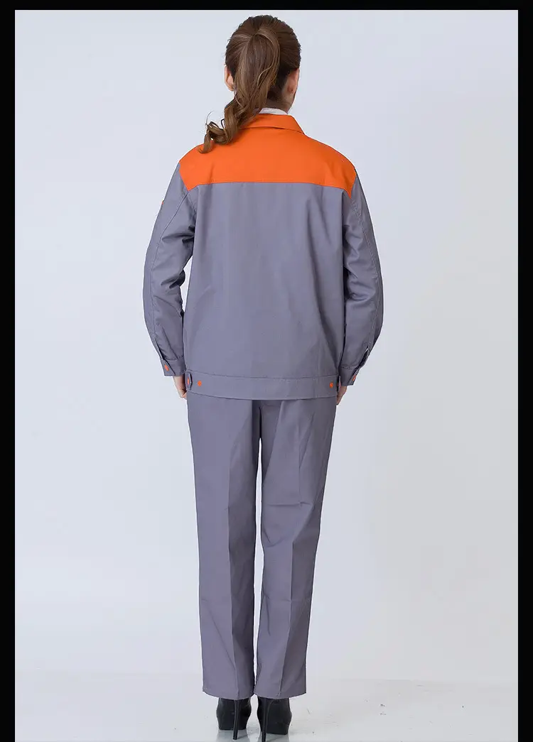 Men Long Sleeve Labor Protective Auto Repair Suit Orange Grey — feature 8