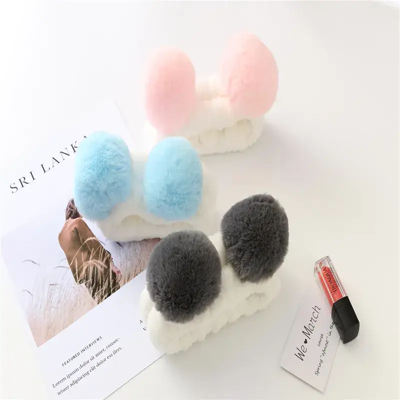 Double Hair Ball Hair Band Velvet Cute Bear Sweet Ball Hair Band - Image 8