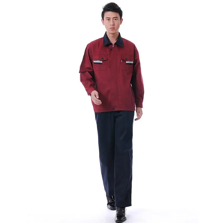 Maroon Long Sleeve Workwear Set for Men - Image 3