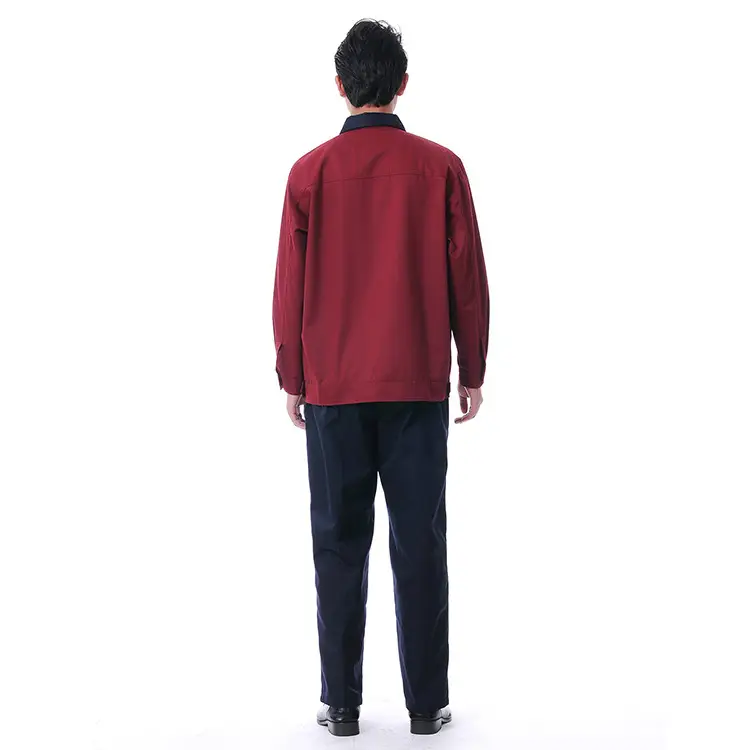 Maroon Long Sleeve Workwear Set for Men - Image 4