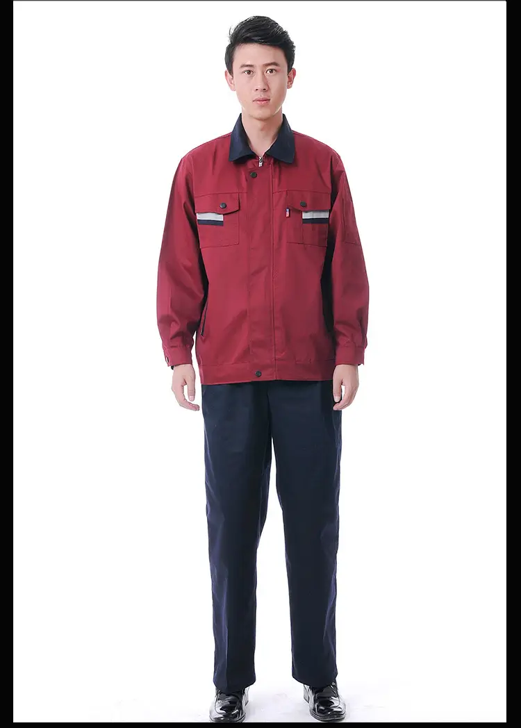 Maroon Long Sleeve Workwear Set for Men — feature 4