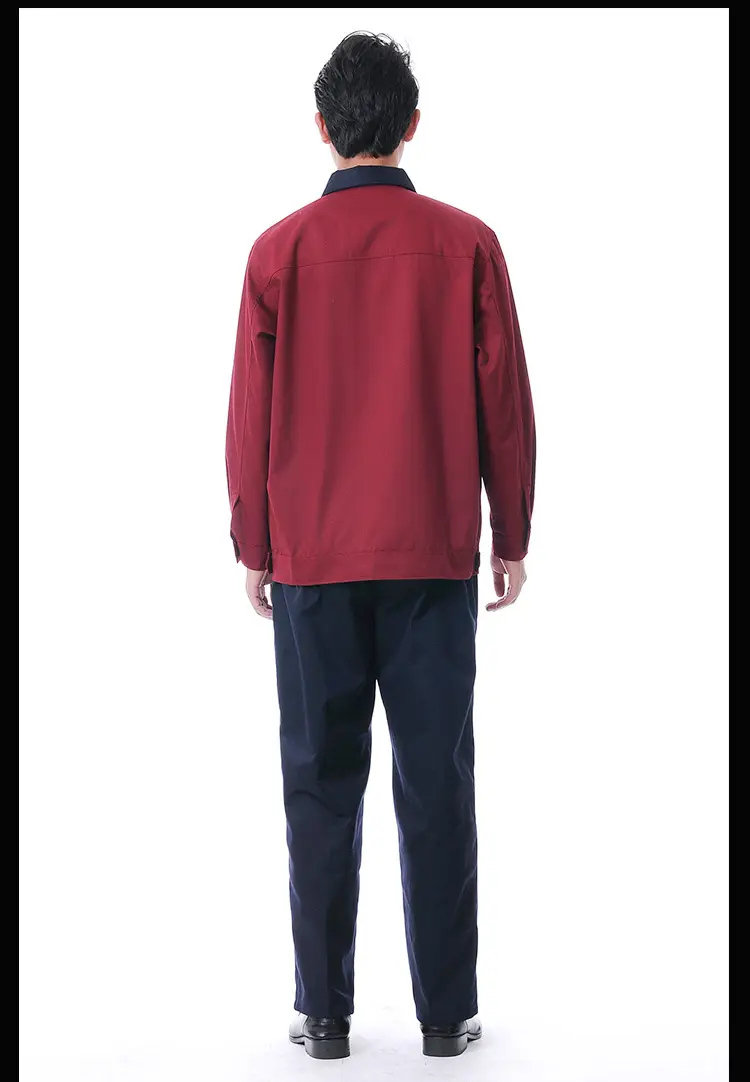 Maroon Long Sleeve Workwear Set for Men — feature 5