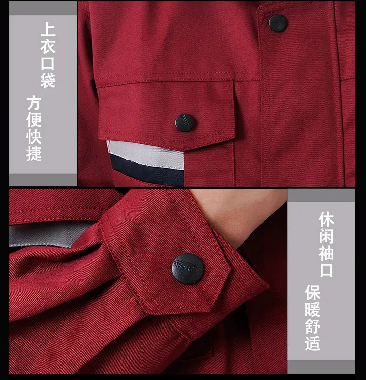 Maroon Long Sleeve Workwear Set for Men — feature 7