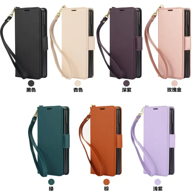 Samsung Z Fold 3 Leather Phone Case Stacked Pink - Image 9