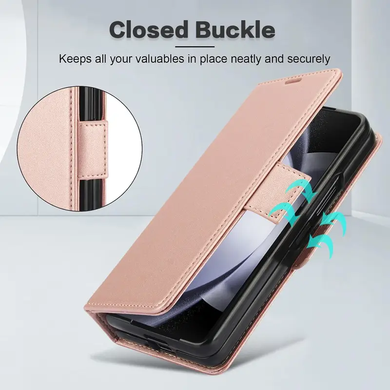 Samsung Z Fold 3 Leather Phone Case Stacked Pink - Image 11