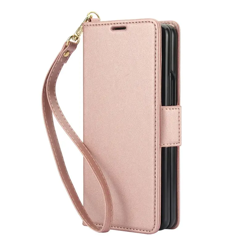 Samsung Z Fold 3 Leather Phone Case Stacked Pink - Image 4