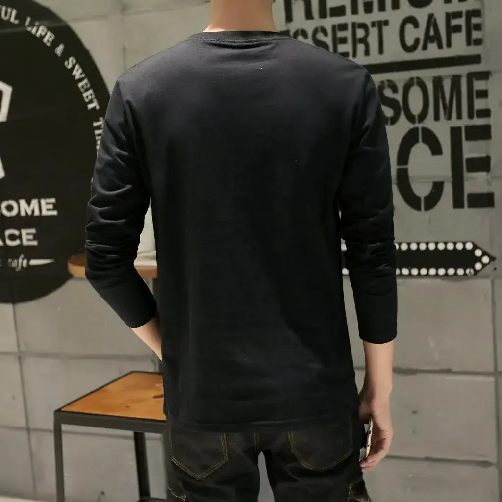 Men's Grey Long Sleeve V-Neck T-Shirt Slim Fit — feature 5