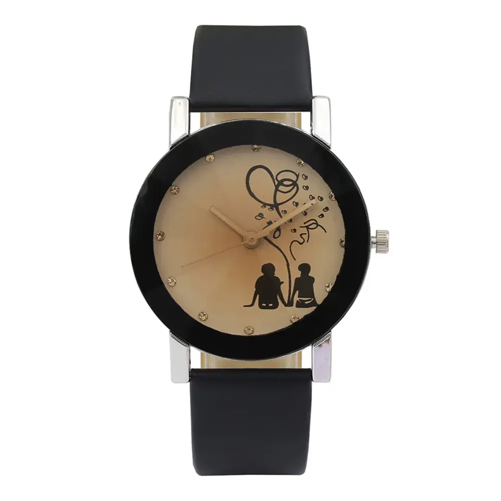Black Diamond Dial Couple's Watch for Men Women - Image 7