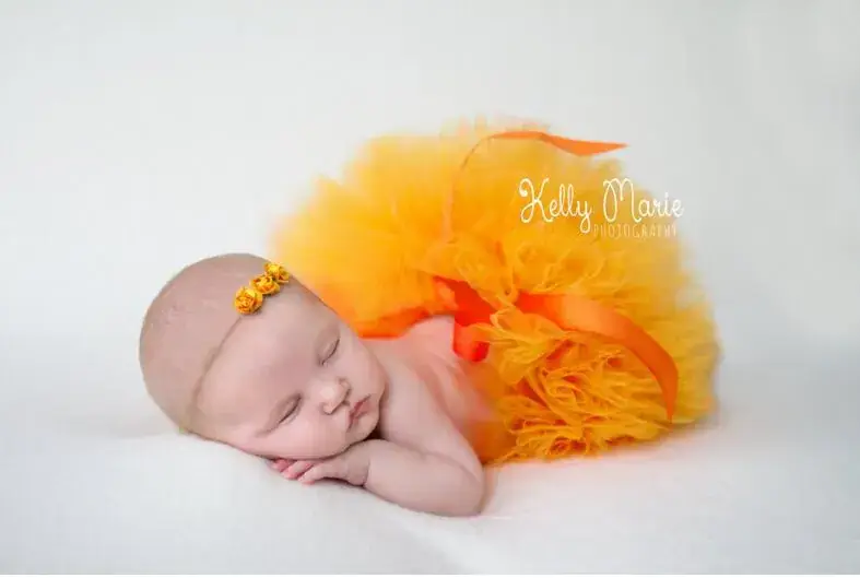 Baby Puffy Skirt Orange Hundred Days Photo Wear - Image 2