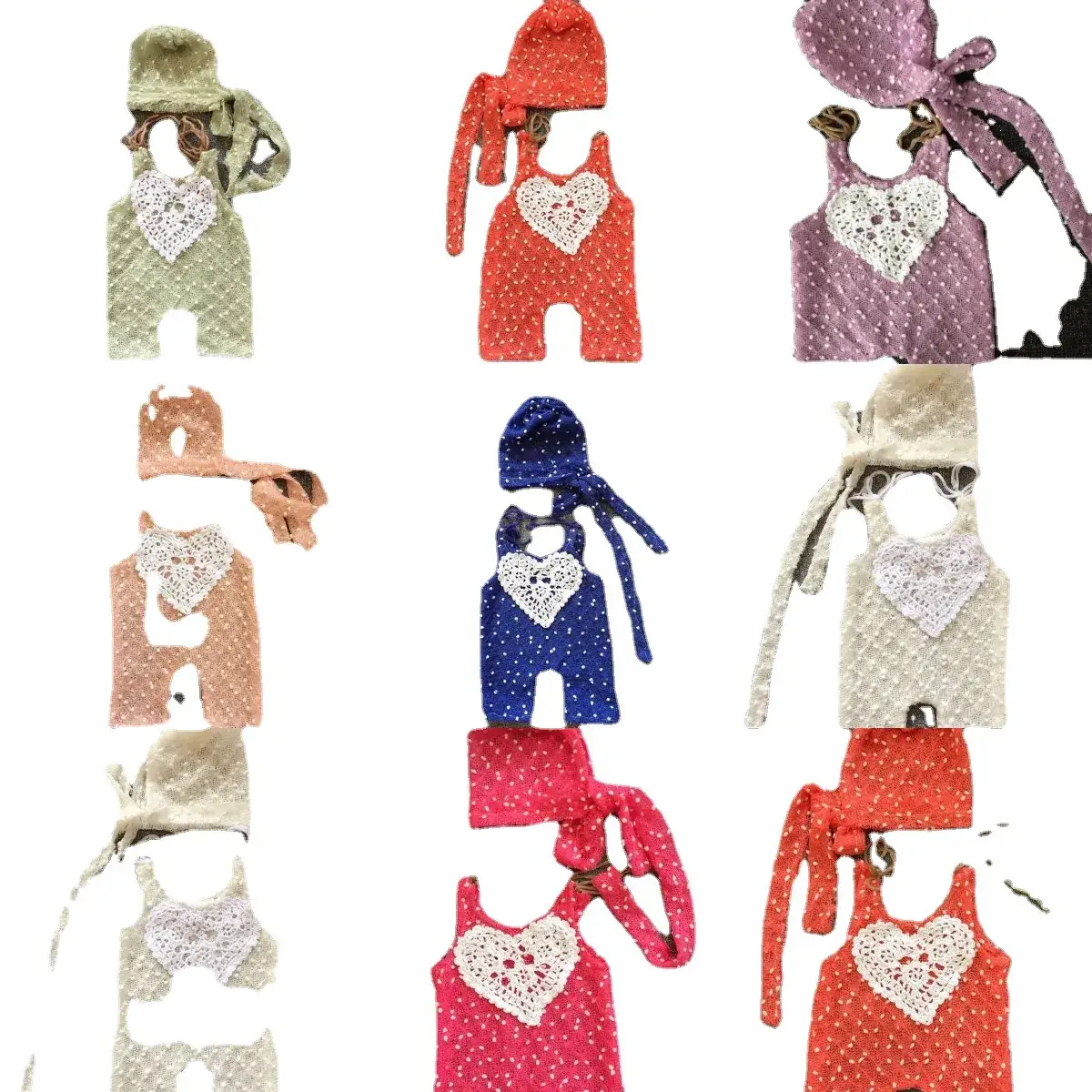 Baby Knitted Red Heart Hat Suit 2-Piece Autumn