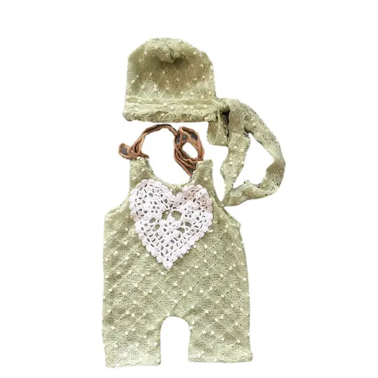 Baby Knitted Red Heart Hat Suit 2-Piece Autumn