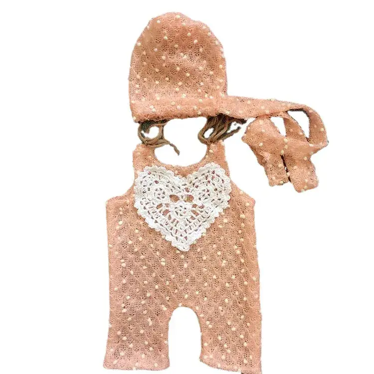 Baby Knitted Red Heart Hat Suit 2-Piece Autumn