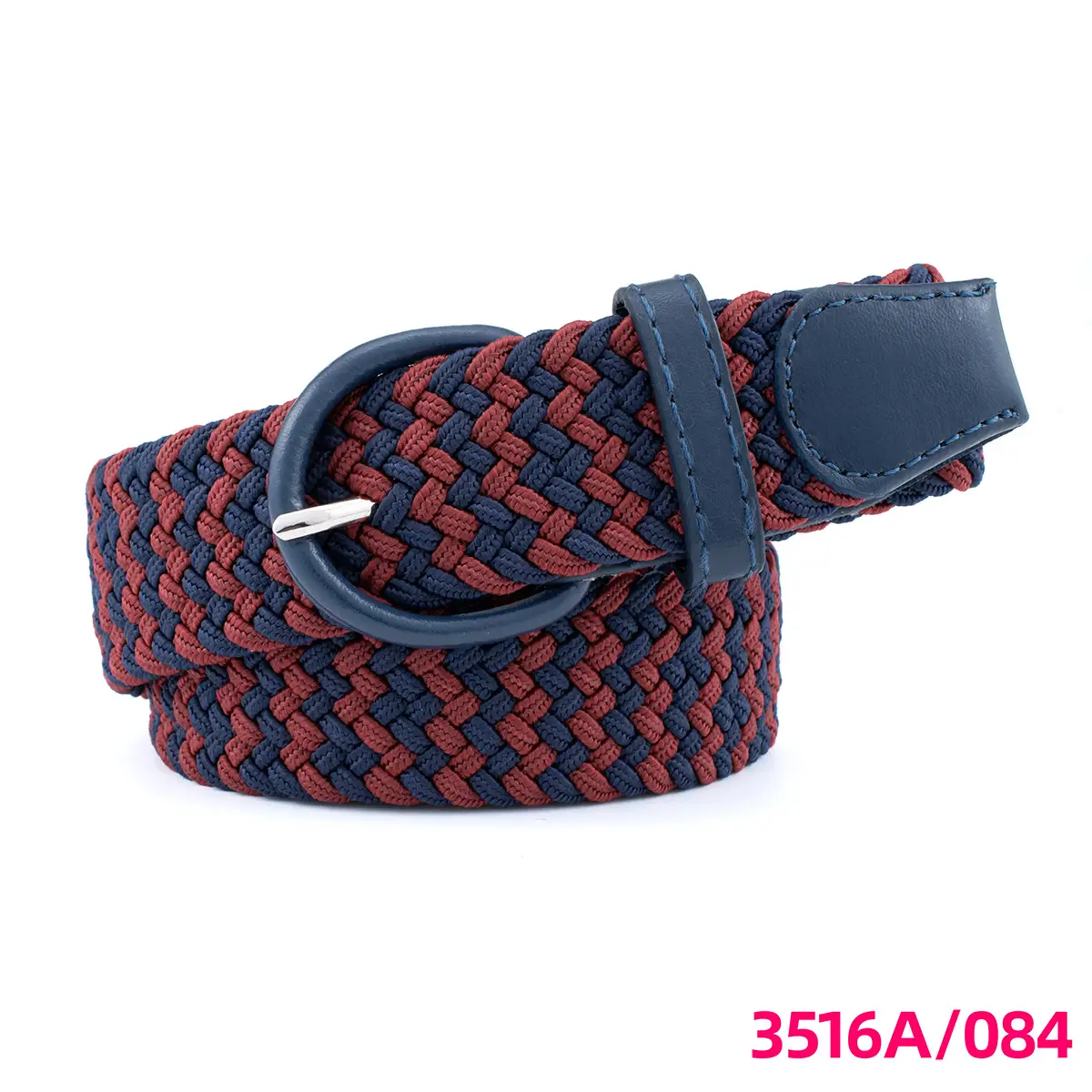 Men's Braided Elastic Belt Black Beige 3516A