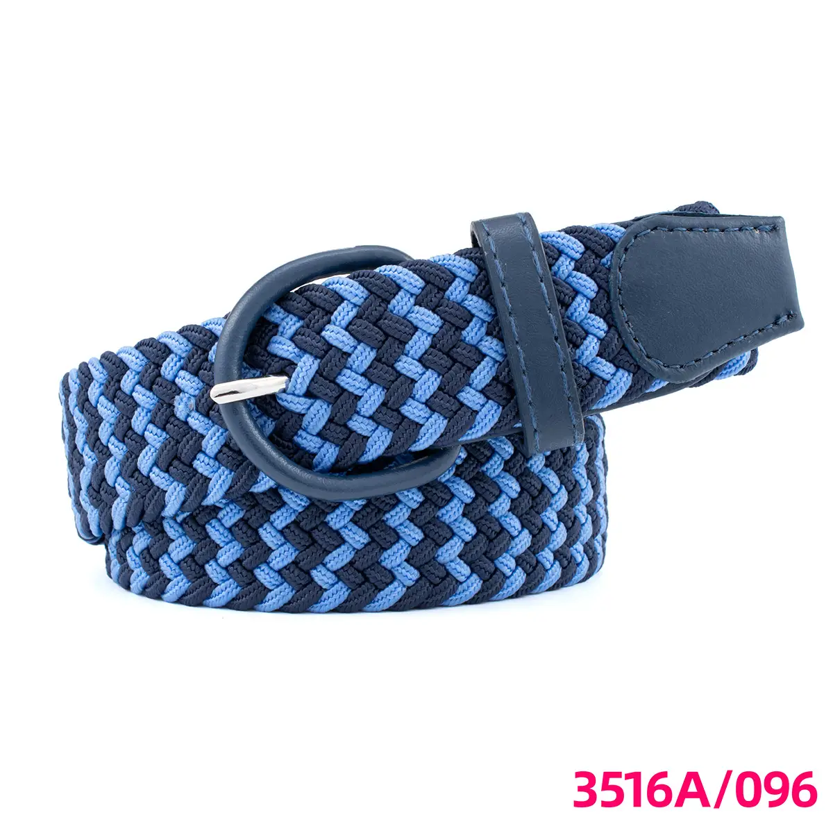Men's Braided Elastic Belt Black Beige 3516A