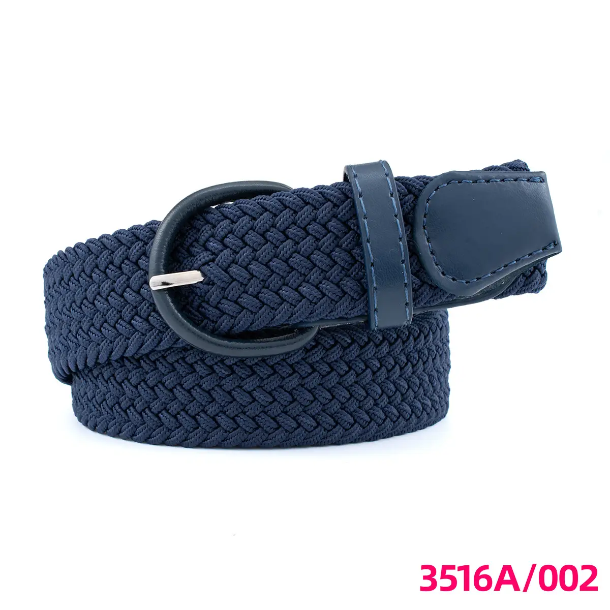 Men's Braided Elastic Belt Black Beige 3516A