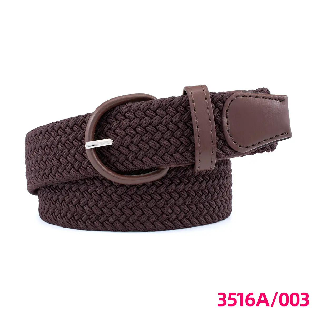 Men's Braided Elastic Belt Black Beige 3516A