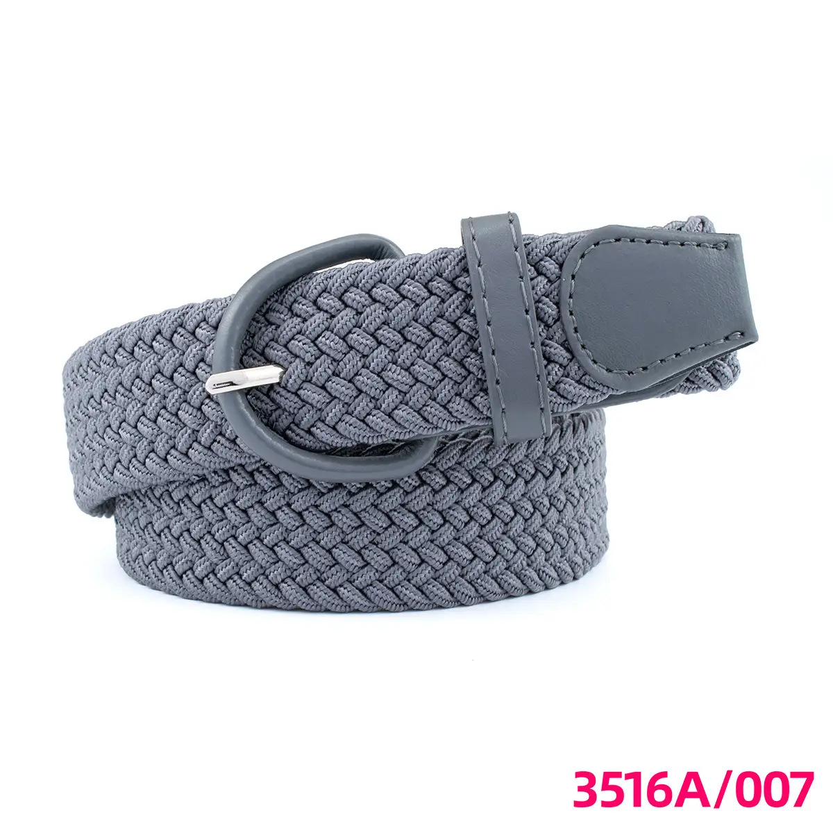 Men's Braided Elastic Belt Black Beige 3516A
