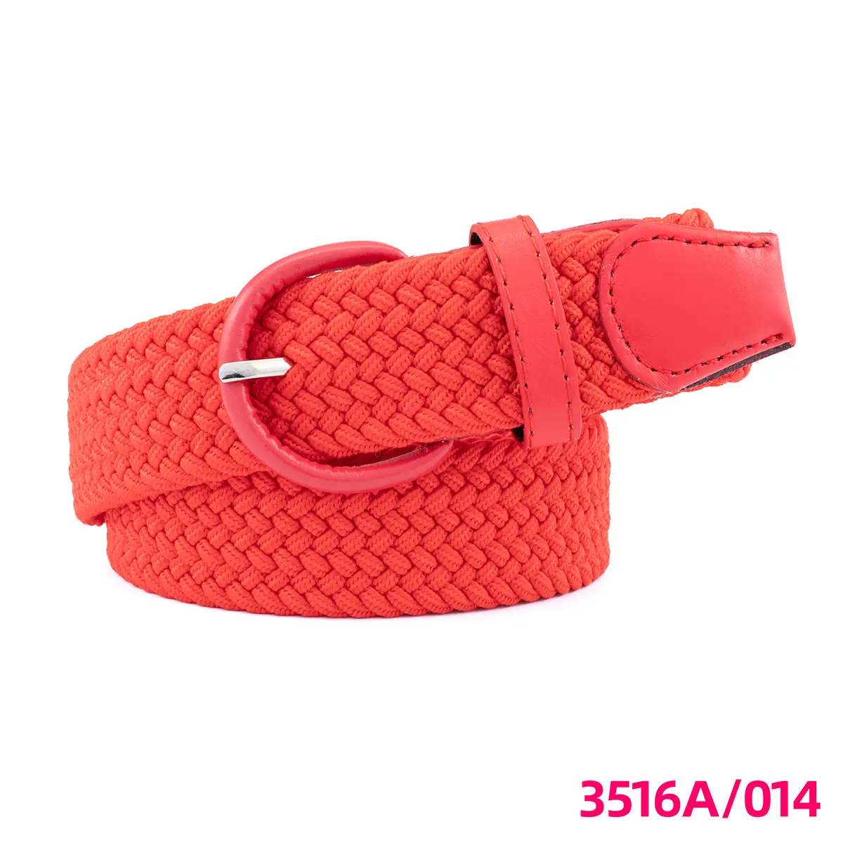Men's Braided Elastic Belt Black Beige 3516A