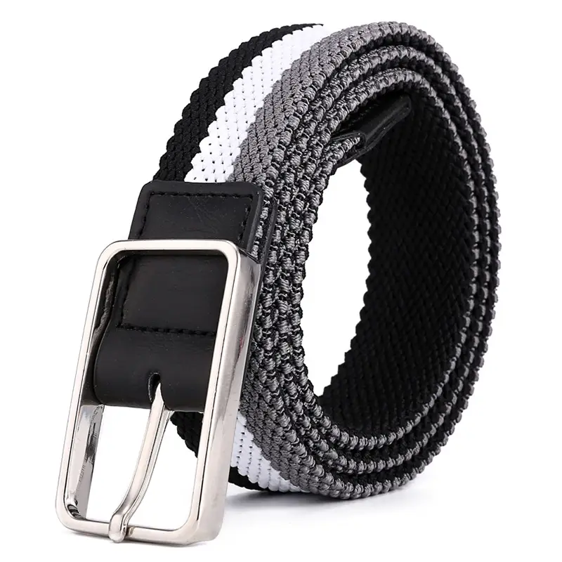 Brown Braided Elastic Belt for Men Women