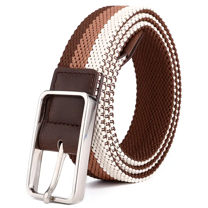 Brown Braided Elastic Belt for Men Women - Image 2