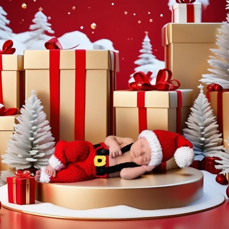 Baby Christmas Suit Red Wool Photo Clothing - Image 3