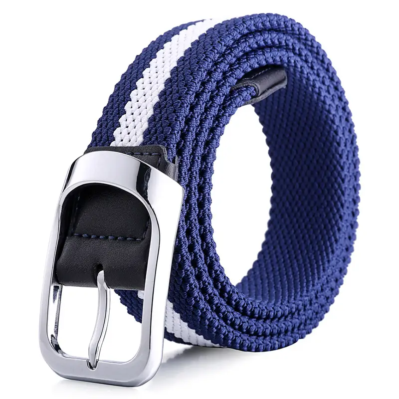Men Three Color Woven Belt with Silver Buckle - Image 10