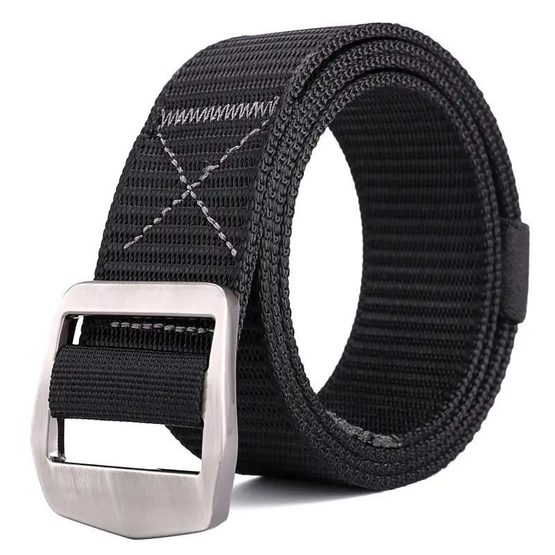 Brown Nylon Sports Belt with Silver Buckle