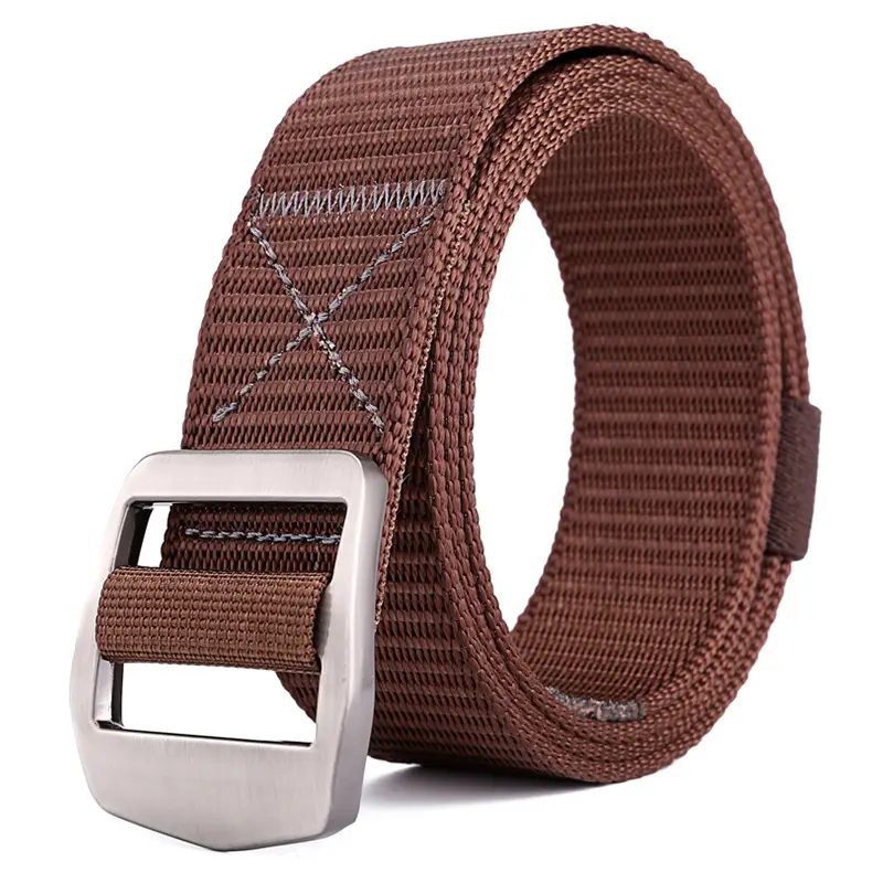 Brown Nylon Sports Belt with Silver Buckle - Image 11