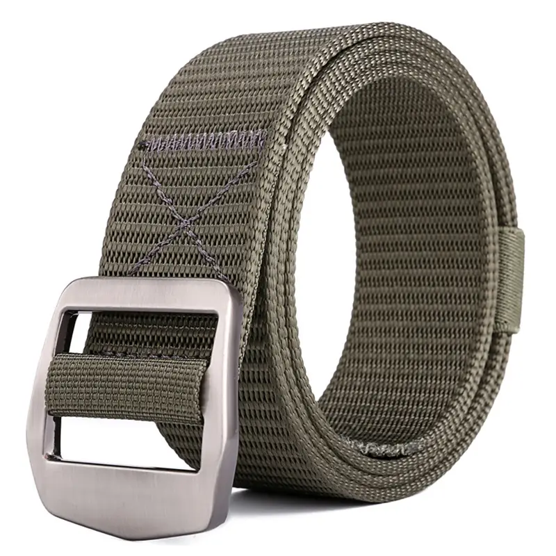 Brown Nylon Sports Belt with Silver Buckle - Image 4