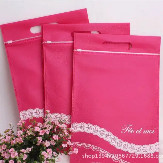 Rose Red Non-Woven Underwear Storage Bag with Zipper - Image 3