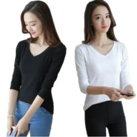 2025 Women Long Sleeve T-Shirt Pure Color Slim Fit - Image 4