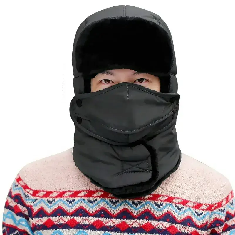 Men's Red Winter Ear Protection Hat with Fleece Lining - Image 10