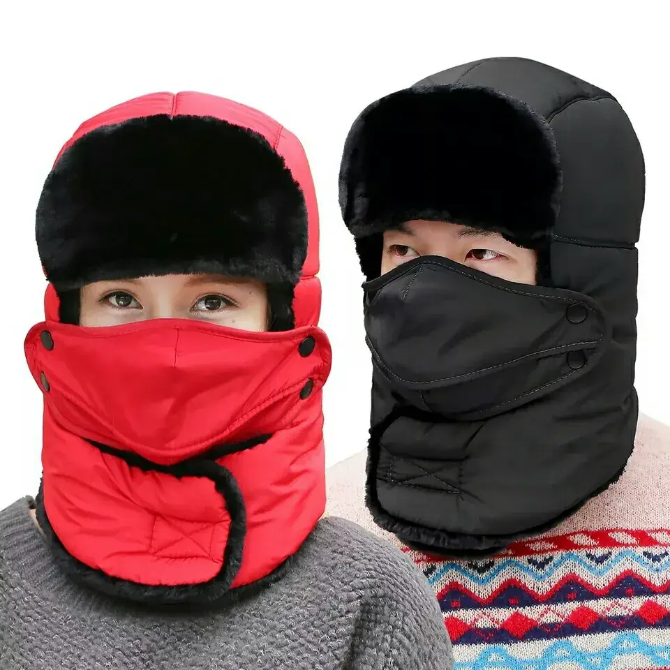 Men's Red Winter Ear Protection Hat with Fleece Lining - Image 11