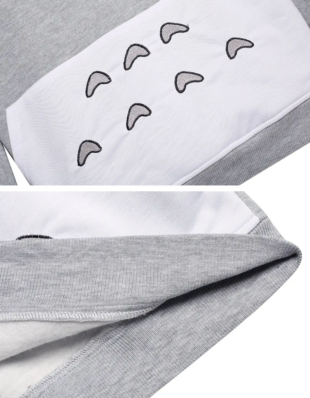Totoro Printed Hoodie for Women Grey White — feature 10