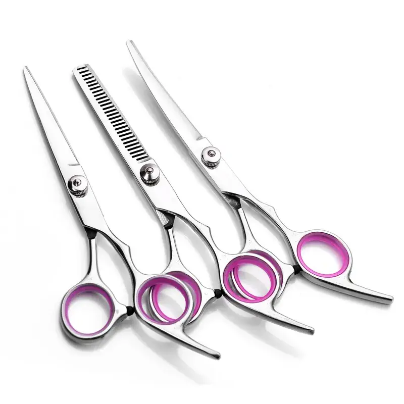 Pet Hair Scissors Set Stainless Steel Purple Handles