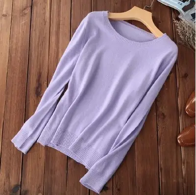 Women Knitted Sweater Solid Color Slim Fit - Image 19