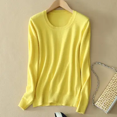 Women Knitted Sweater Solid Color Slim Fit - Image 3