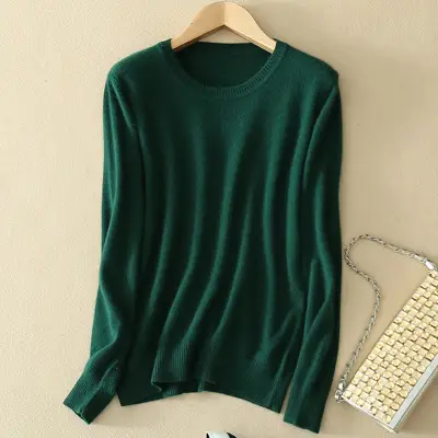 Women Knitted Sweater Solid Color Slim Fit - Image 5
