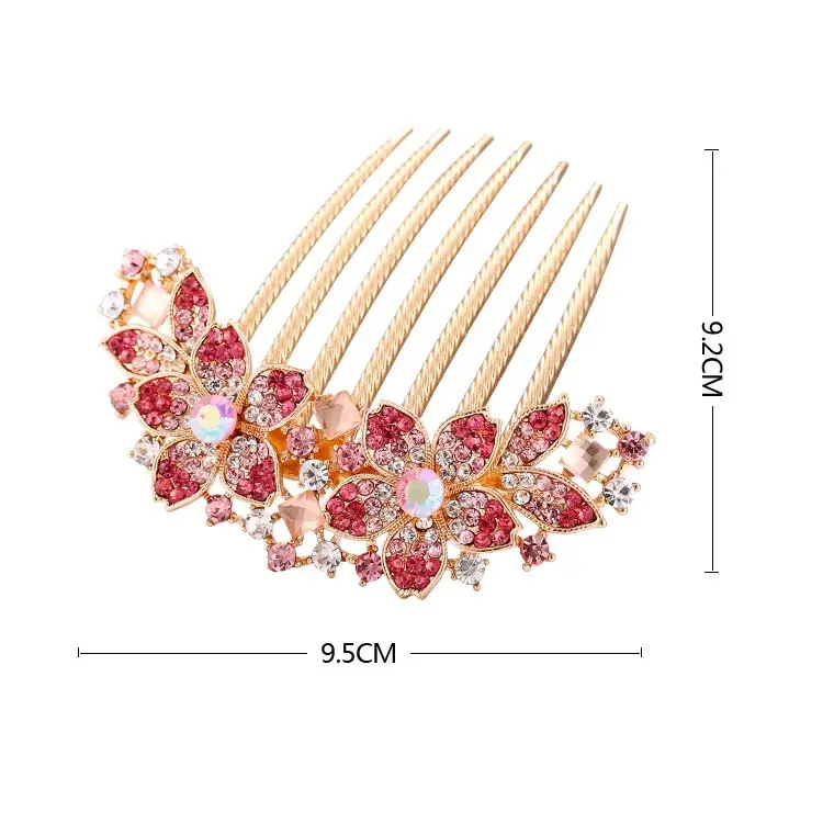 Crystal Flower Hair Comb with 7 Teeth Design - Image 5