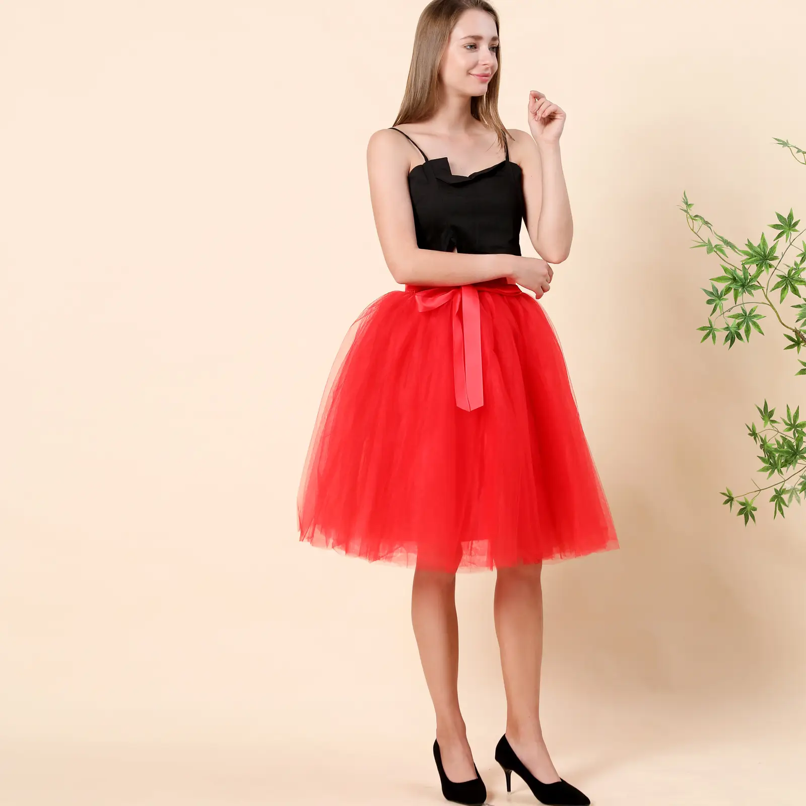 Grey Tulle Tutu Skirt with Belt for Women
