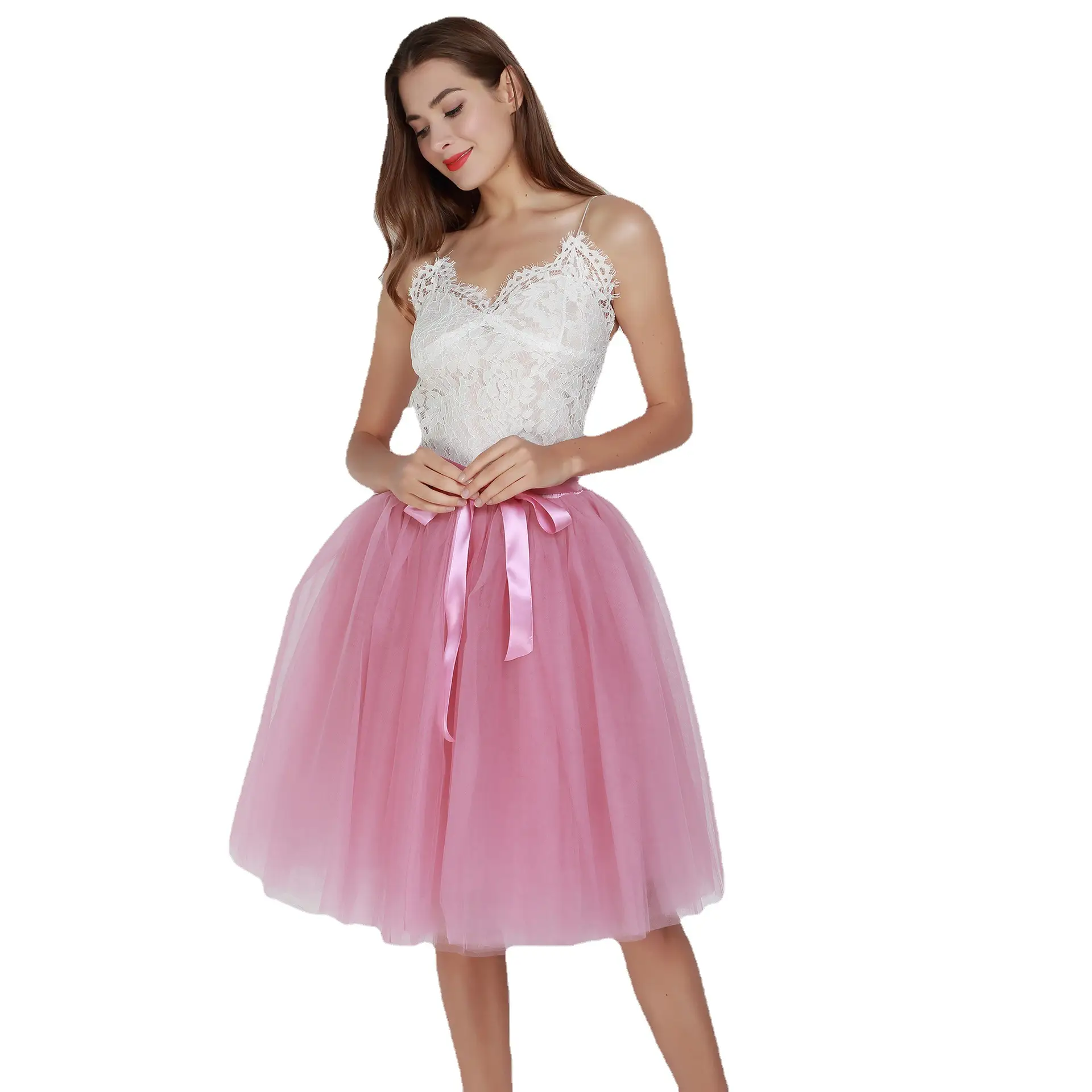 Grey Tulle Tutu Skirt with Belt for Women