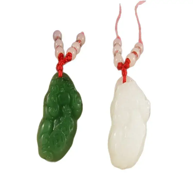 White Jade Guanyin Necklace Red Rope Peace Buckle