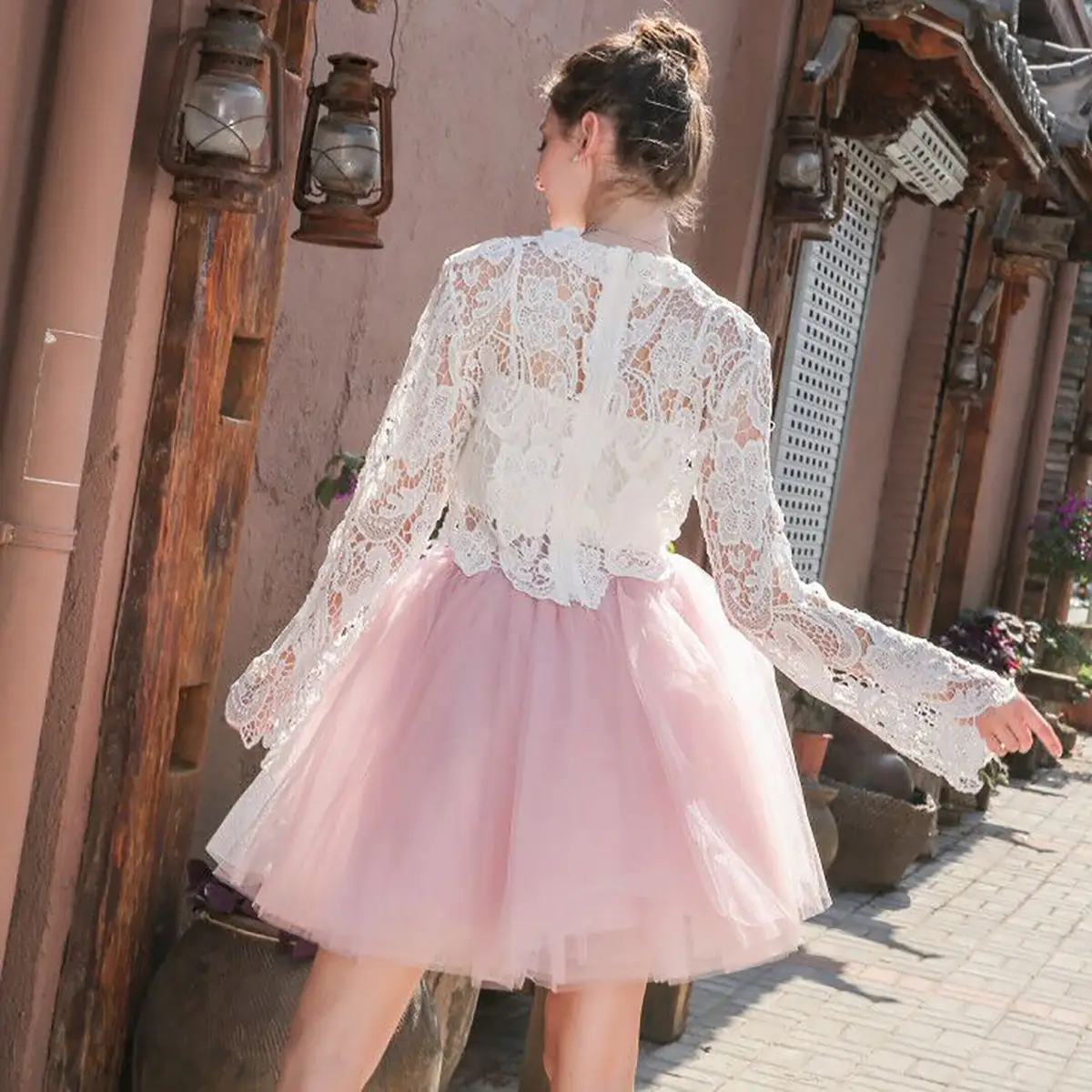 Cross-Border Women's Turquoise Tulle Skirt with Lace Top - Image 15