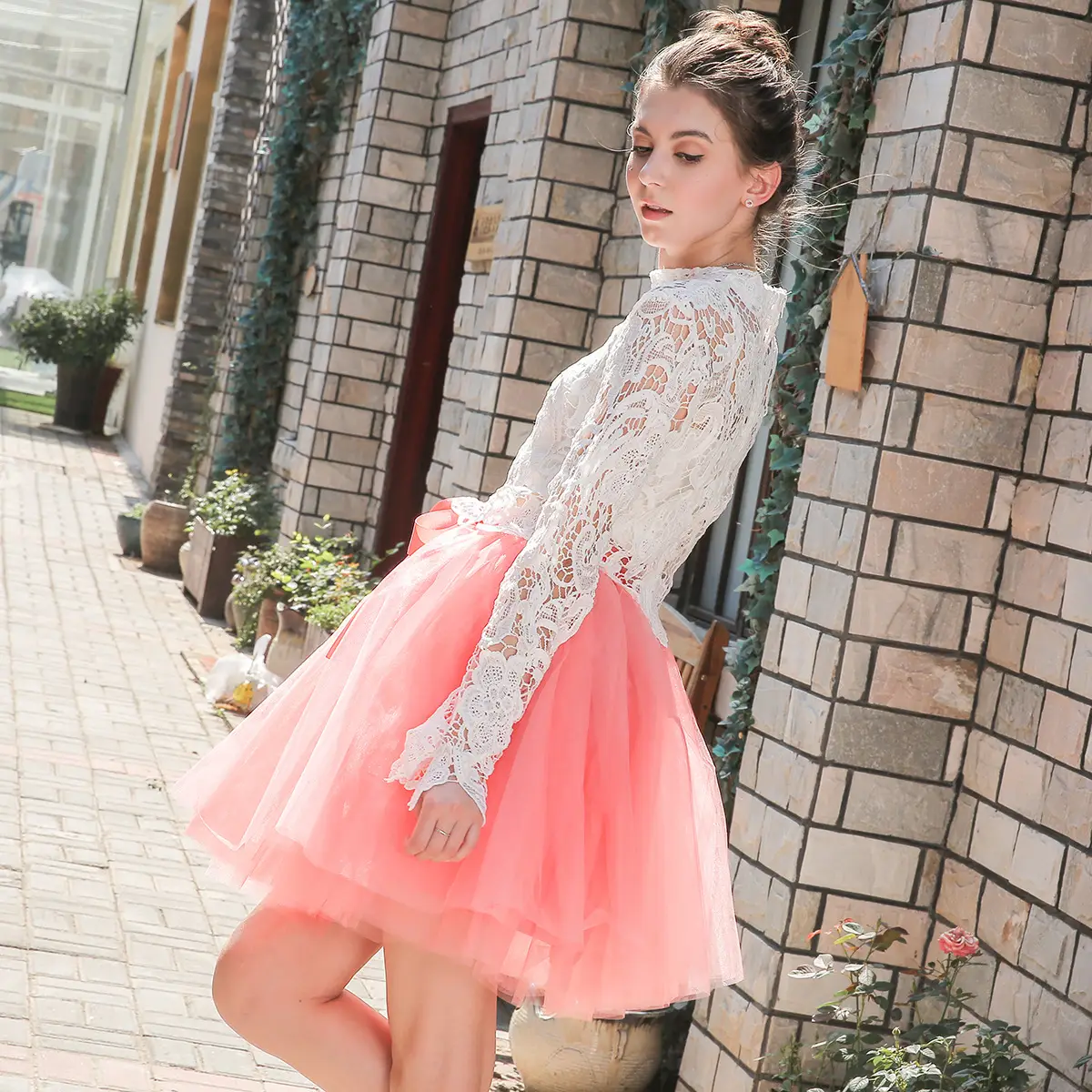 Cross-Border Women's Turquoise Tulle Skirt with Lace Top - Image 17