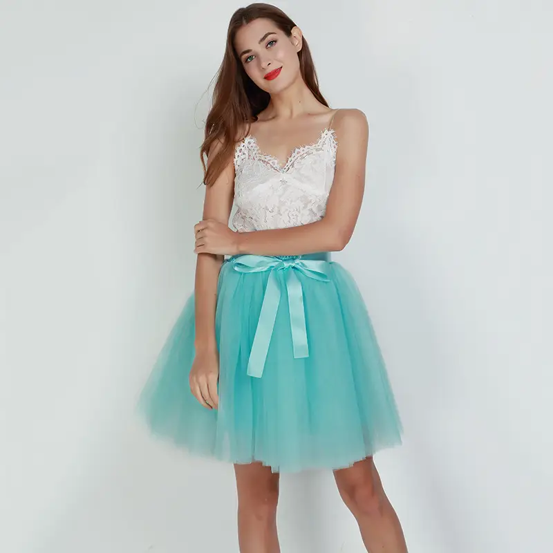 Cross-Border Women's Turquoise Tulle Skirt with Lace Top - Image 5