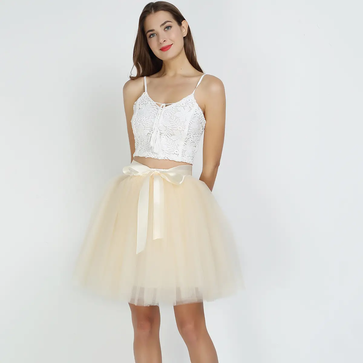 Cross-Border Women's Turquoise Tulle Skirt with Lace Top - Image 7