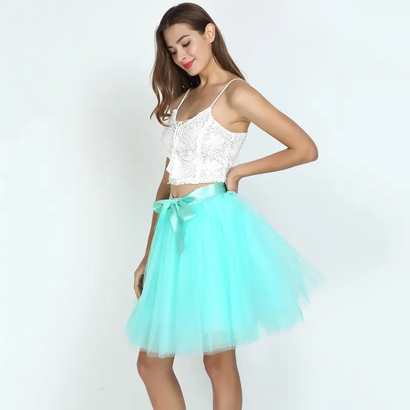 Cross-Border Women's Turquoise Tulle Skirt with Lace Top - Image 9