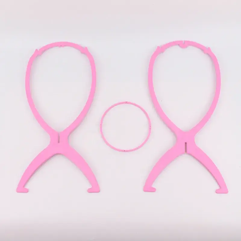 Pink Wig Head Cover Rack for Real Hair Display