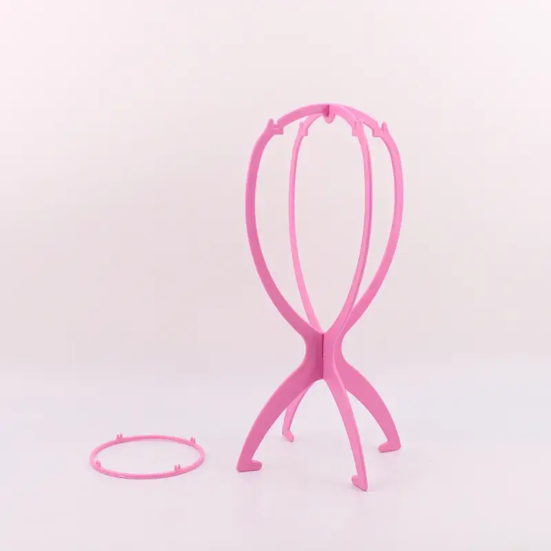 Pink Wig Head Cover Rack for Real Hair Display